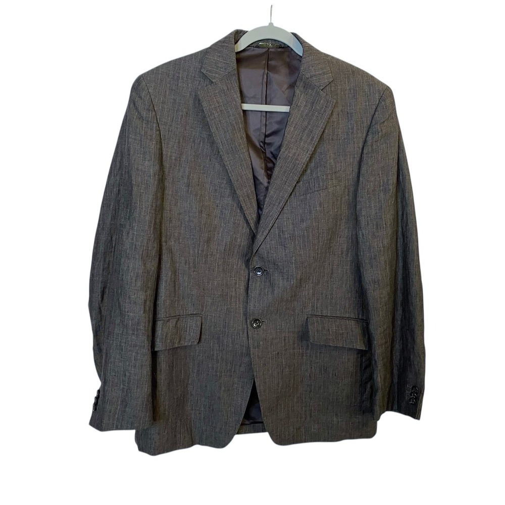 Banana Republic Sport Coat Mens 38S Gray Pinstripe Blazer 100% Linen Modern Fit